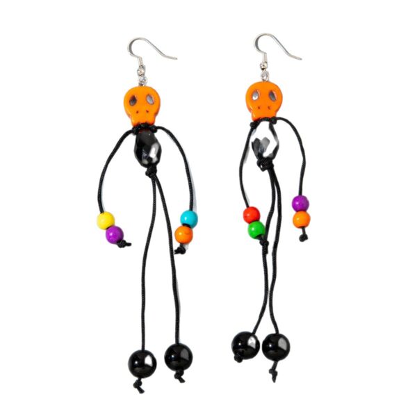 Wholesale Tassel Beaded Ghost Head Long Halloween Earrings