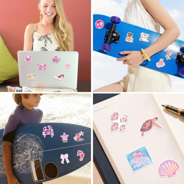 Wholesale 50 Pink Coast Girl Graffiti Stickers Decorative Guitar Laptop Luggage DIY Waterproof Cross Border