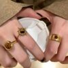 Wholesale Golden Sun Flower Tiger Eye Ring Women's 2025 New High-grade Sense Ring Niche Design Unique Ring