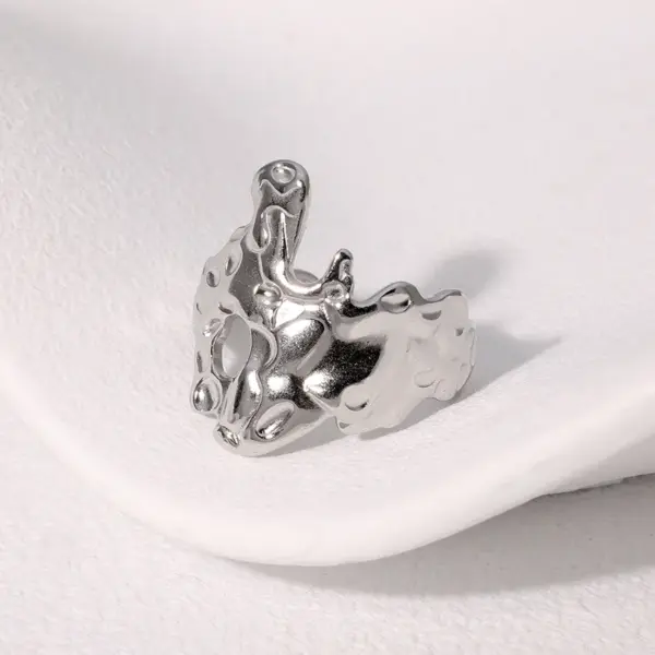 PVD Coated Real Gold Plated 18K Gold Irregular 304 Stainless Steel Cool Style IG Style Waterproof Non Tarnish Open Rings