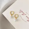 1 Pair Elegant Simple Style Round Plating Inlay Titanium Steel Pearl Drop Earrings