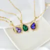 Wholesale Fairy Style Water Droplets Titanium Steel Inlay Zircon Pendant Necklace