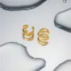 Wholesale 304 Stainless Steel Geometric PVD Coated 18K Real Gold Plated Simple Style IG Style Plating Gold Ear Cuffs