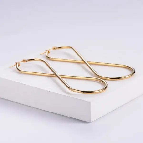 Wholesale Simple Style Geometric Plating Stainless Steel No Inlaid 18K Gold Plated Earrings