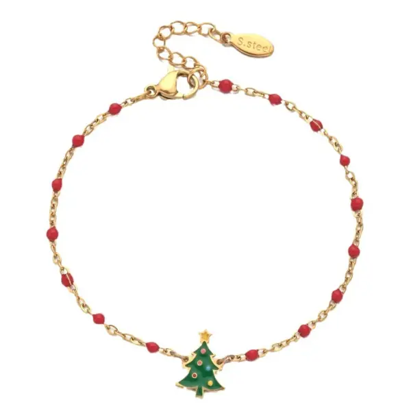 Cartoon Style Cute Christmas Tree Stainless Steel Bracelets In Bulk Christmas