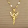Wholesale Titanium Steel Copper IG Style Simple Style Plating Inlay Angel Zircon Pendant Necklace