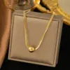 PVD Coated Real Gold Plated 18K Gold Solid Color 304 Stainless Steel Casual Simple Style Waterproof Non Tarnish 304 Stainless Steel Necklace