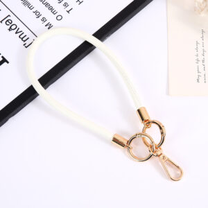 K4208 Pu leather rope pendant spring ring + plate buckle white / Leather rope pendant