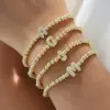 Wholesale New DIY Design Niche Temperament Inlaid Zirconium 26 English Letter Accessories Copper Bead Beaded Bracelet Ornament