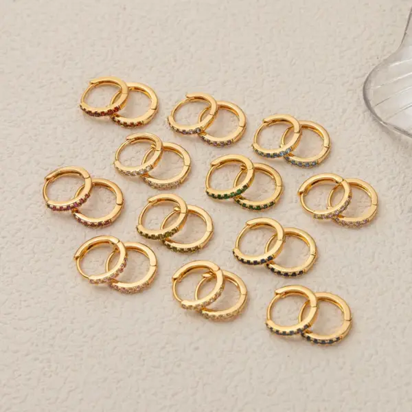 Wholesale 1 Pair Simple Style Classic Style Streetwear Zircon Enamel Inlay Copper Zircon Gold Plated Earrings
