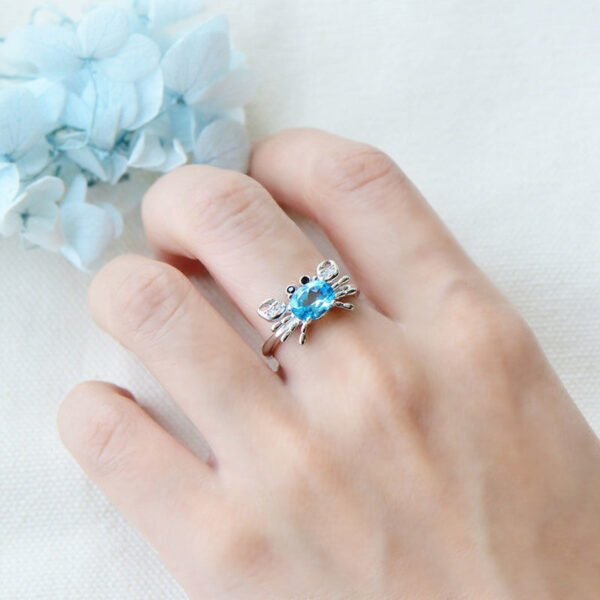 Wholesale Cross-border jewelry crab ring women's opening adjustable cute cartoon jewelry niche design marine animal ring
