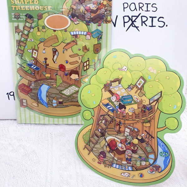 Wholesale Cartoon Big Tree Bookstore Landscaping Stickers Visual 3D Microscopic World Creative DIY Decompression Toy Stickers