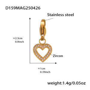 D159-golden hollow love zircon pendant
