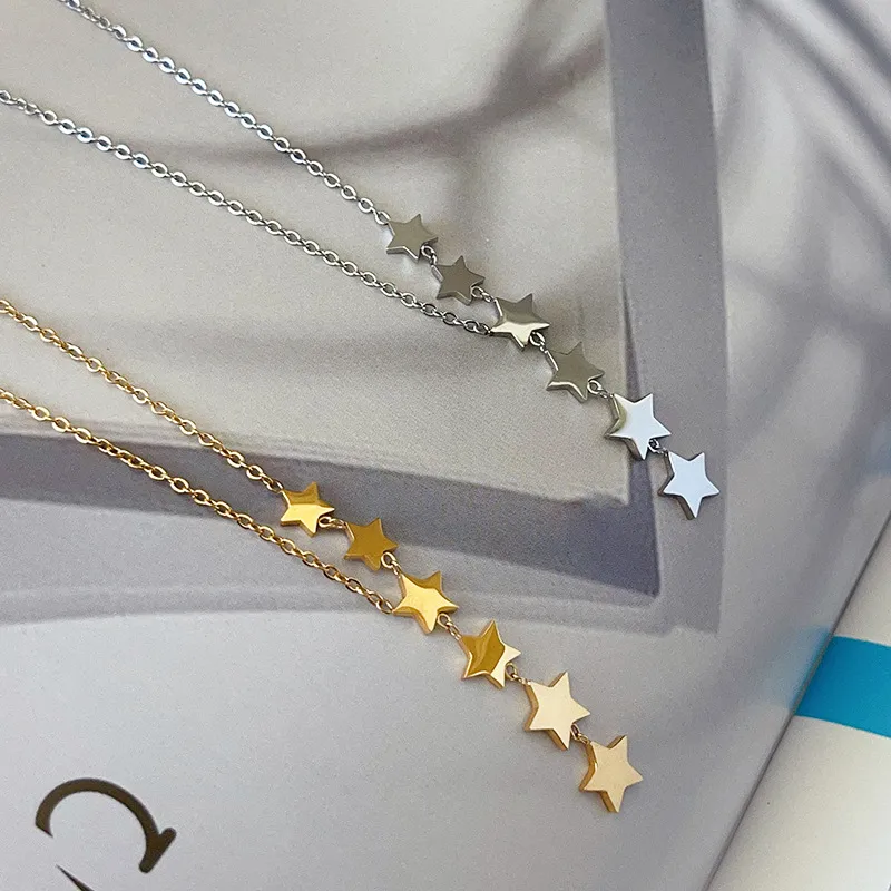 Wholesale 1 Piece Fashion Star Titanium Steel Plating Necklace