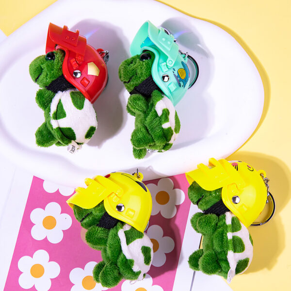 Wholesale Internet Celebrous TikTok Level 3 Helmet Wearing Turtle Keychain Pendant Cute Plush Turtle Luggage Doll Machine Gift