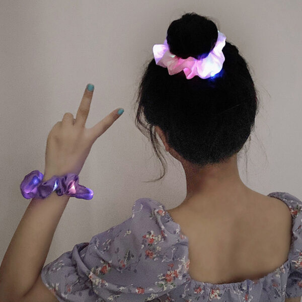 oly-8bdd25e2a713042726779bc4b69bce73 Wholesale LED glowing large intestine hair ring female LED night disco luminous head rope horsetail head jewelry