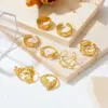 Wholesale 304 Stainless Steel Circle PVD Coated Rhinestones 18K Real Gold Plated Simple Style Waterproof Non Tarnish Inlay Open Rings