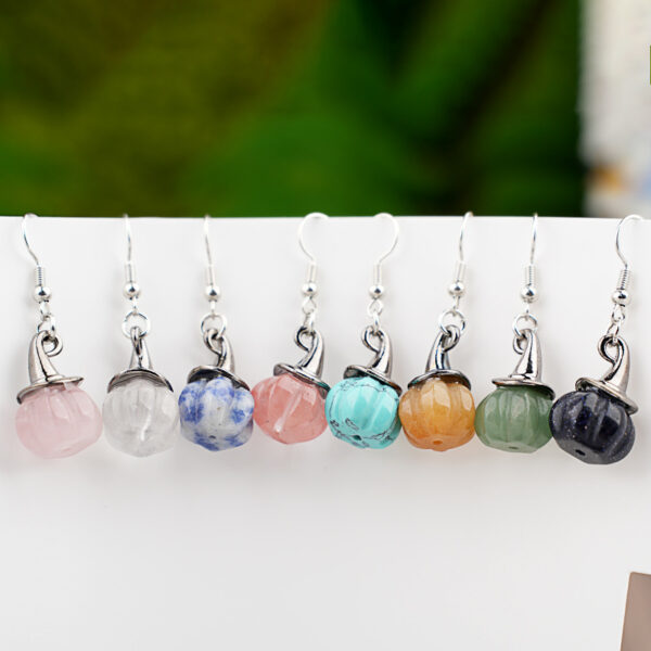 Wholesale Vintage Agate Pumpkin Crystal Pumpkin-Shaped Witch Hat Earrings