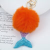 Wholesale Gold powder mermaid fur ball key chain fish tail pendant imitation Rex rabbit fur ball pendant cute school bag pendant