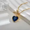 Wholesale Copper Heart Shape Electroplating Zircon Copper Plated Fairy Style Waterproof Non Tarnish Inlay Cable Chain Pendant Necklace
