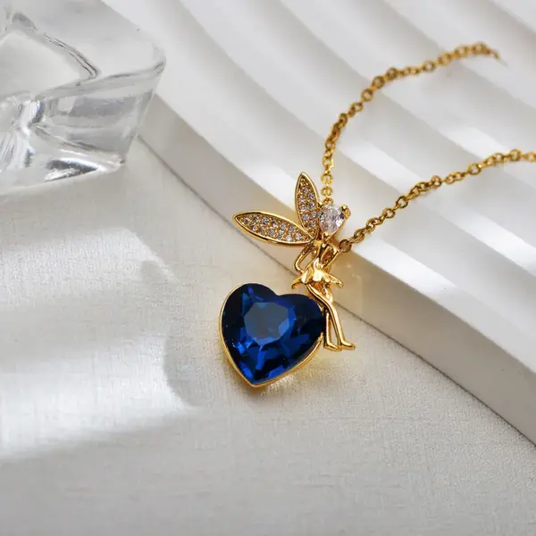 Wholesale Copper Heart Shape Electroplating Zircon Copper Plated Fairy Style Waterproof Non Tarnish Inlay Cable Chain Pendant Necklace