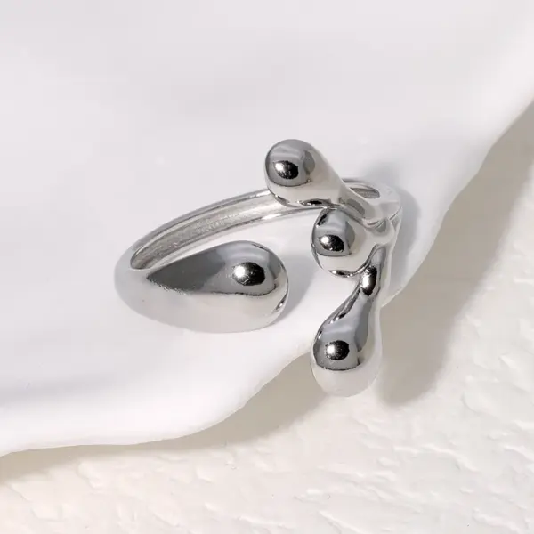 Wholesale PVD Coated Real Gold Plated 18K Gold Asymmetrical Irregular 304 Stainless Steel Sweet Simple Style IG Style Waterproof Non Tarnish Open Rings