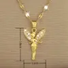 Wholesale Titanium Steel Copper IG Style Simple Style Plating Inlay Angel Zircon Pendant Necklace
