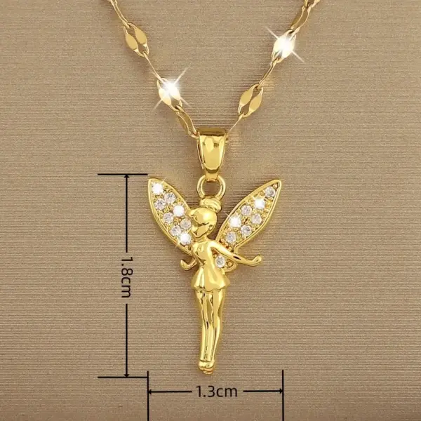 Wholesale Titanium Steel Copper IG Style Simple Style Plating Inlay Angel Zircon Pendant Necklace