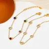 Wholesale Retro Round Stainless Steel Titanium Steel Plating Inlay Zircon Bracelets Necklace