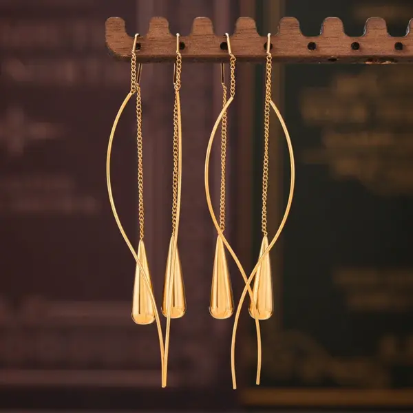 Wholesale PVD Coated Real Gold Plated 18K Gold Geometric 304 Stainless Steel Elegant Vacation Simple Style Waterproof Non Tarnish Drop Earrings