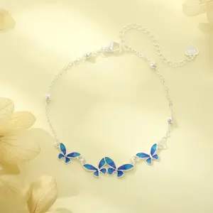 Blue Butterfly Dance Bracelet (Silver)