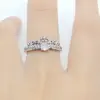 Wholesale 18K Gold Plated Copper Vacuum Plating Zircon Waves Crown Classic Style Open Ring For Women'S