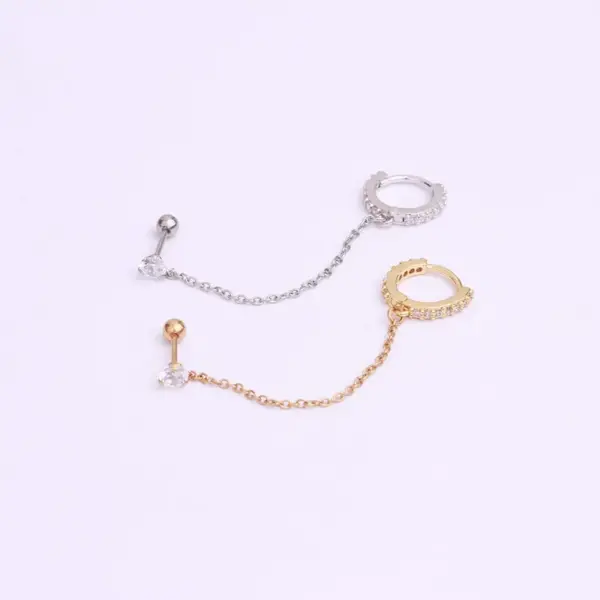 316L Stainless Steel Copper Zircon Ear Cartilage Rings & Studs Geometric Waterproof Non Tarnish Surgical Steel