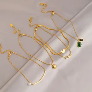 Wholesale Simple Style Heart Shape Flower Butterfly Resin Titanium Steel Wholesale Anklet