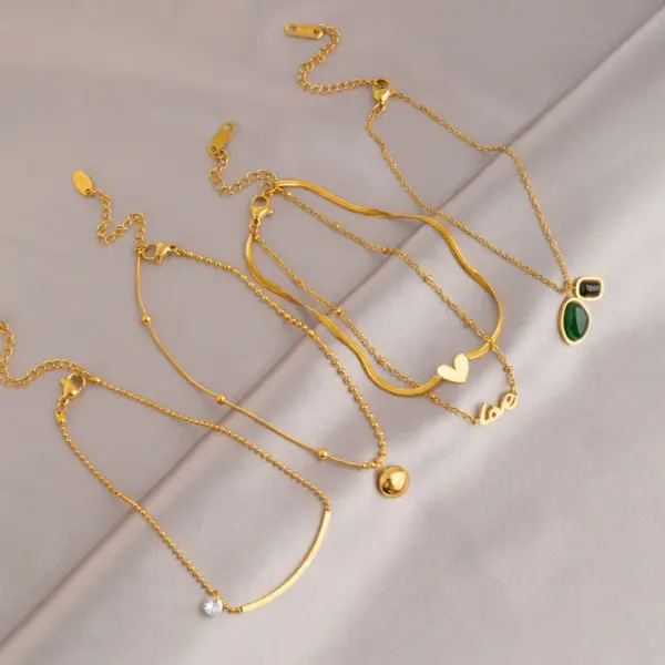 Wholesale Simple Style Heart Shape Flower Butterfly Resin Titanium Steel Wholesale Anklet