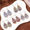 Wholesale Western Style Ethnic Totem Pattern Striped Leather Drop Shape Women's Earrings Cross Border