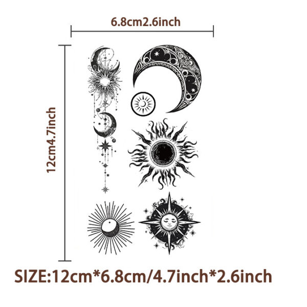 Wholesale New black and white sun and moon tattoo waterproof party gifts funny fun face stickers cross-border