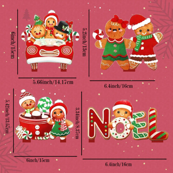 Wholesale 4-piece Christmas Tree/Gingerbread Man Wooden Ornament with Base - Wooden Tabletop Ornament