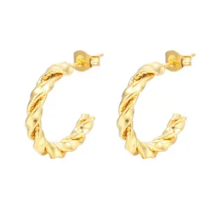 Twisted 20mm Gold Earrings