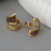 Wholesale Gold Plated Stainless Steel Ring Leopard Print Adjustable Size Vacuum Electroplating 18K Gold Adult Women Artistic Jewelry