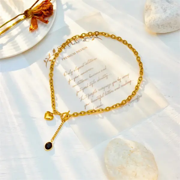 Wholesale PVD Coated 18K Gold Plated Geometric 304 Stainless Steel Fashion Punk Korean Style Waterproof Non Tarnish 304 Stainless Steel Necklace