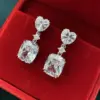 Wholesale Flash Diamond Pink Yellow White Heart Shaped Copper Inlaid Zircon Earrings