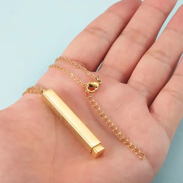 Wholesale Ion Plating (IP) 18K Gold Real Plated U Shape Customization Laser Engraving 304 Stainless Steel Streetwear Waterproof Non Tarnish Pendant Necklace