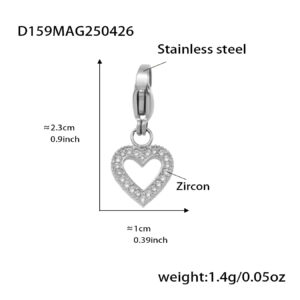 D159-steel color hollow love zircon pendant