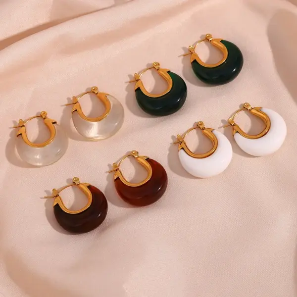 Wholesale PVD Coated Real Gold Plated 18K Gold Geometric 304 Stainless Steel Fashion Waterproof Non Tarnish Earrings