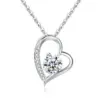 Wholesale Titanium Steel Copper Plating Heart Shape Zircon Pendant Necklace