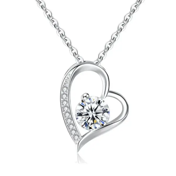 Wholesale Titanium Steel Copper Plating Heart Shape Zircon Pendant Necklace