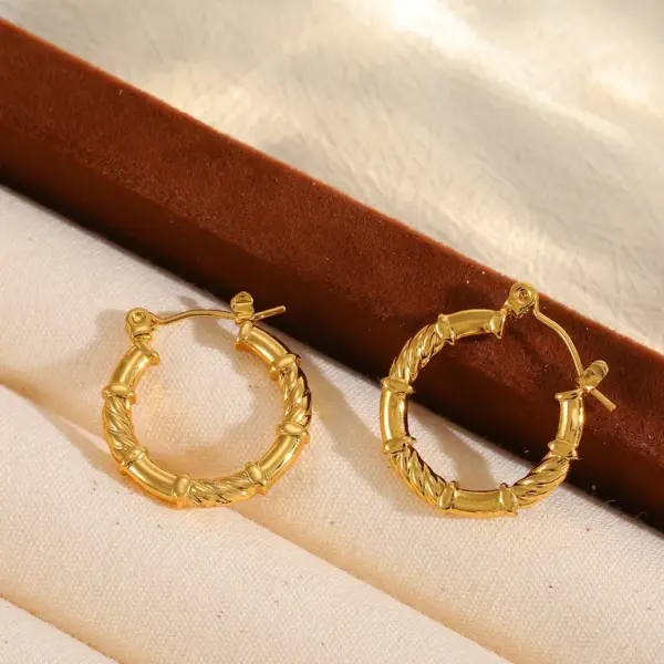 Wholesale 1 Pair Basic Simple Style Geometric Round Plating 304 Stainless Steel 18K Gold Plated Earrings