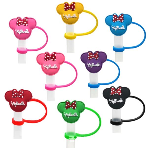 Wholesale Cute Minnie cartoon straw cap 8/10mm creative personality water cup straw plug straw dust cover in stock