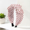 Wholesale Fabric red striped plaid solid color cherry heart wide bow headband